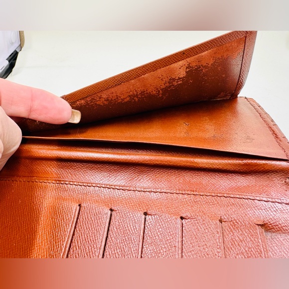 Vintage LV Louis Vuitton Brown & Gold Monogram Checkbook Card Wallet Case - Picture 3 of 6